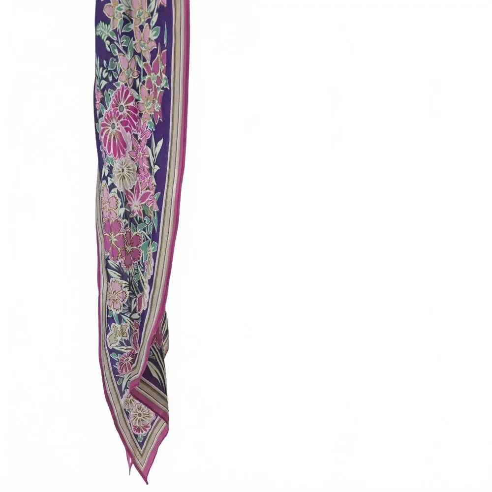 Vintage Floral with Metallic printing Silk Scarf‎ by Osca de la Renta